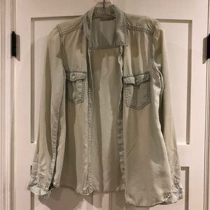 Halogen button down faded denim top